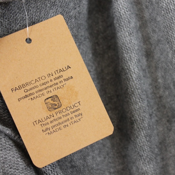New Italy Long Cardigan Cashmere Sweater Gray Blue - Picture 4 of 7
